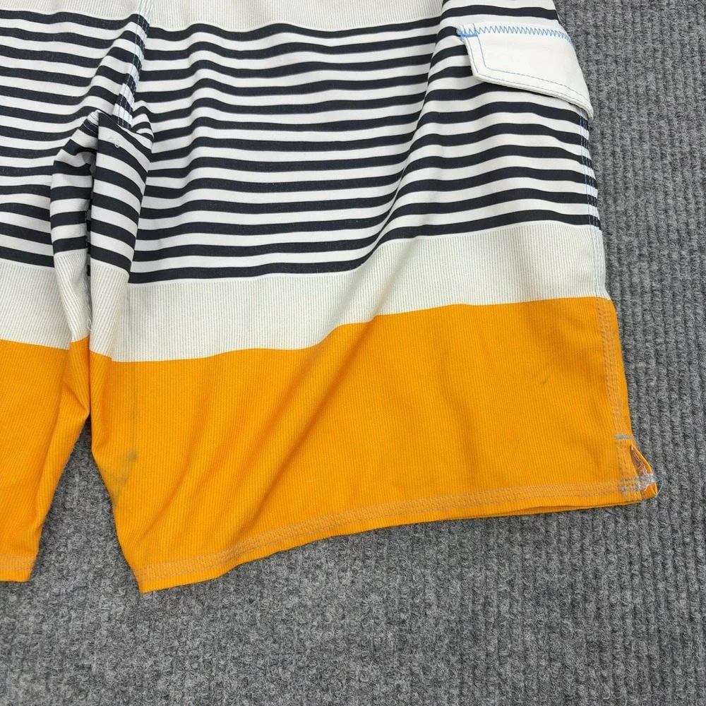 Rusty Board Shorts Mens 36 Orange Blue White Striped‎ Colorblock Surf Style